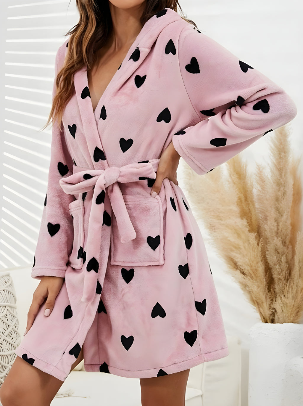 Clair™ | Cute Flannel Soft Bathrobe - Cow/Pink/Hearts/Blue - Peignoir