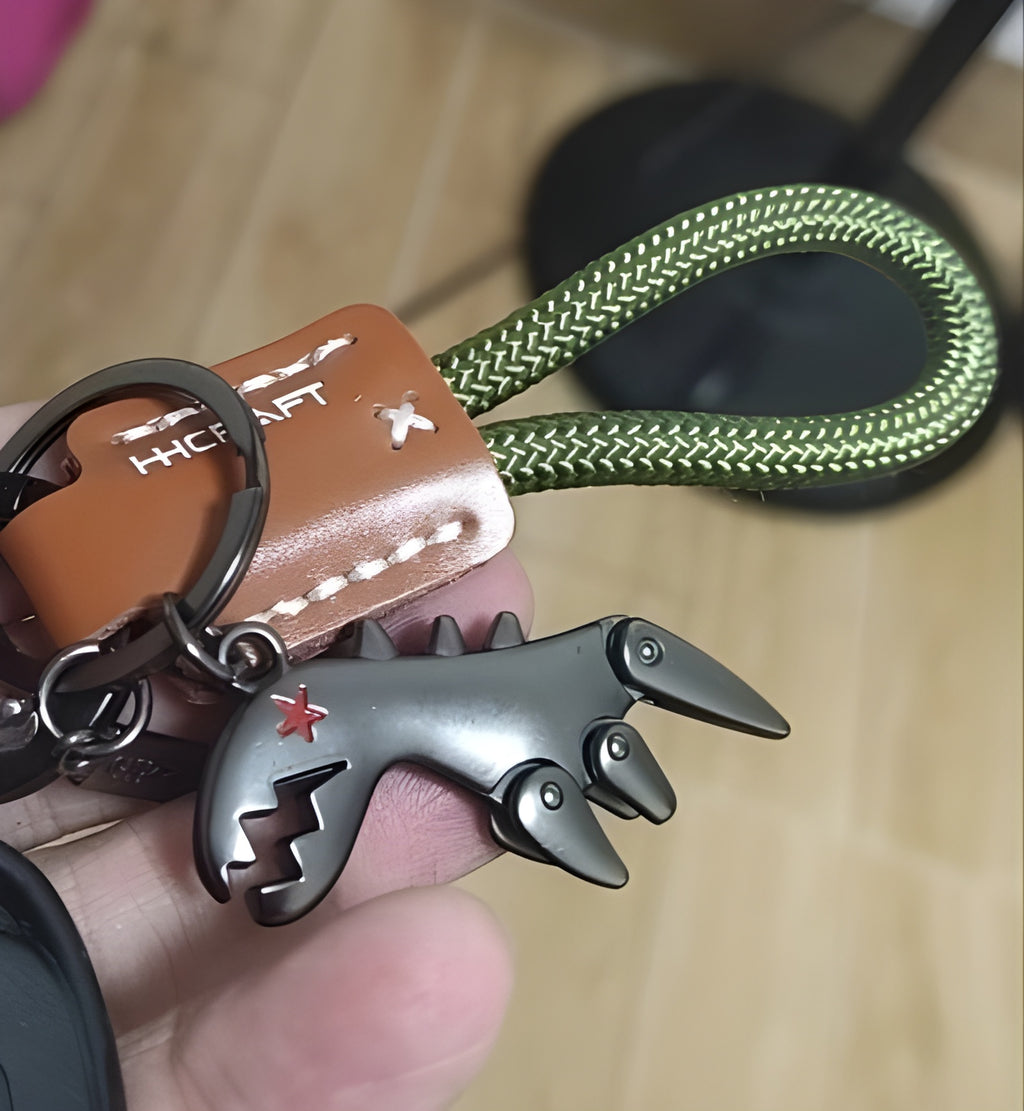 REX™ |  Aluminum Alloy Dinosaur Charm Paired with a Hand-woven Bracelet
