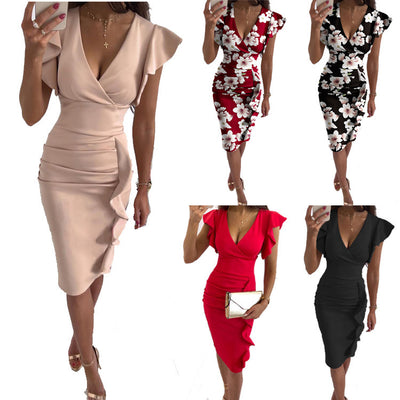 Helena™ - Summer V-neck Ruffled Slim Sexy High Waist Dress