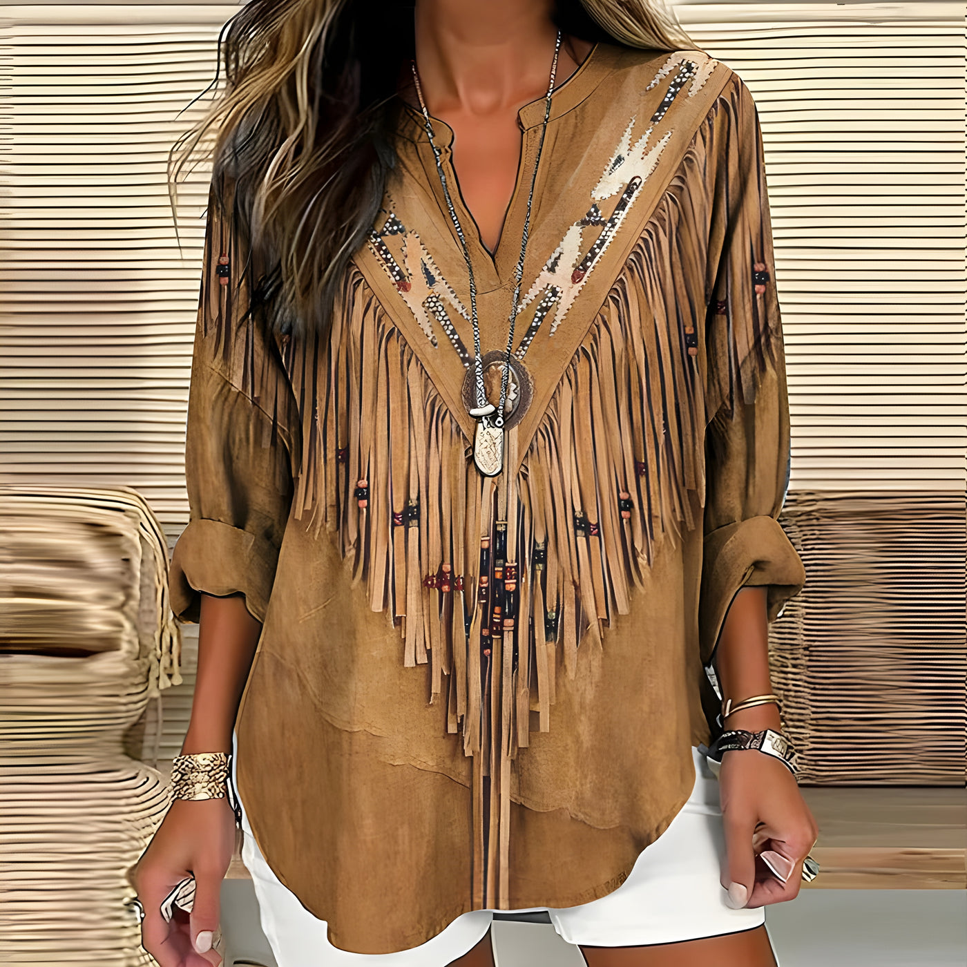 Noa - Boho Fringed Shirt