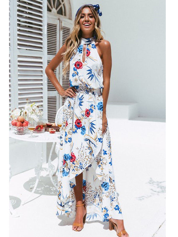 Margo -  Bohemian Style Long Dress - Beach Flowers Print