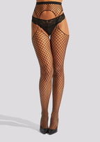 Fishnet Crotchless Tights - Black