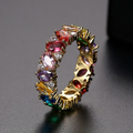 Colorful Moonstone Radiant Ring