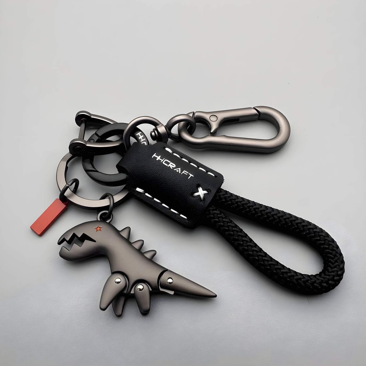 REX™ |  Aluminum Alloy Dinosaur Charm Paired with a Hand-woven Bracelet