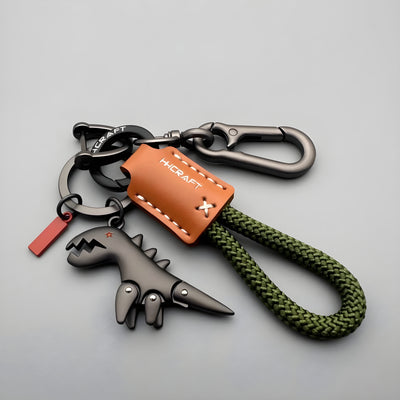 REX™ |  Aluminum Alloy Dinosaur Charm Paired with a Hand-woven Bracelet