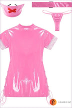 Bold Pink PVC Nurse Costume – Edgy & Seductive