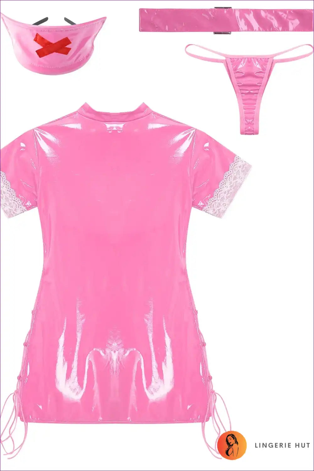 Bold Pink PVC Nurse Costume – Edgy & Seductive