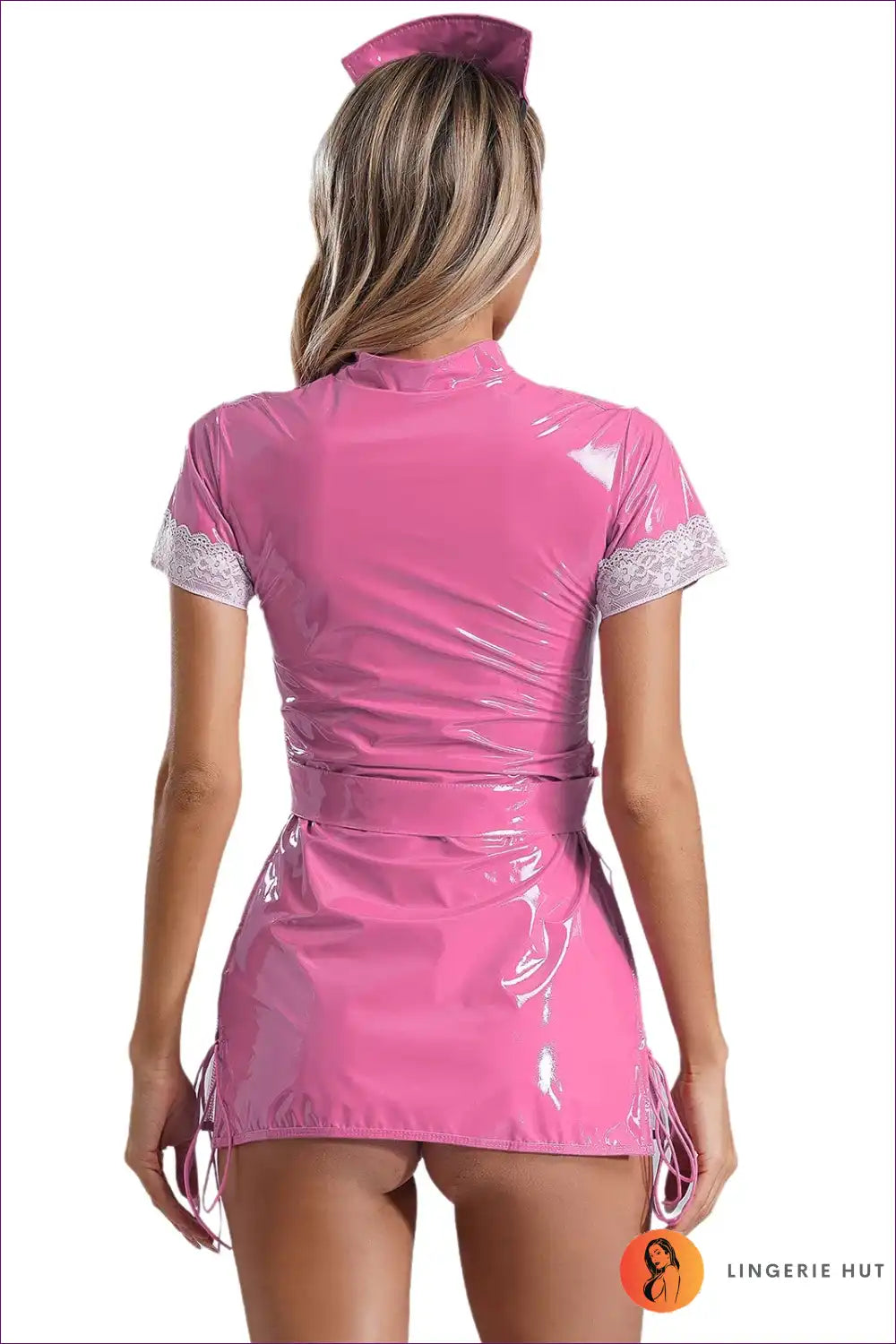 Bold Pink PVC Nurse Costume – Edgy & Seductive