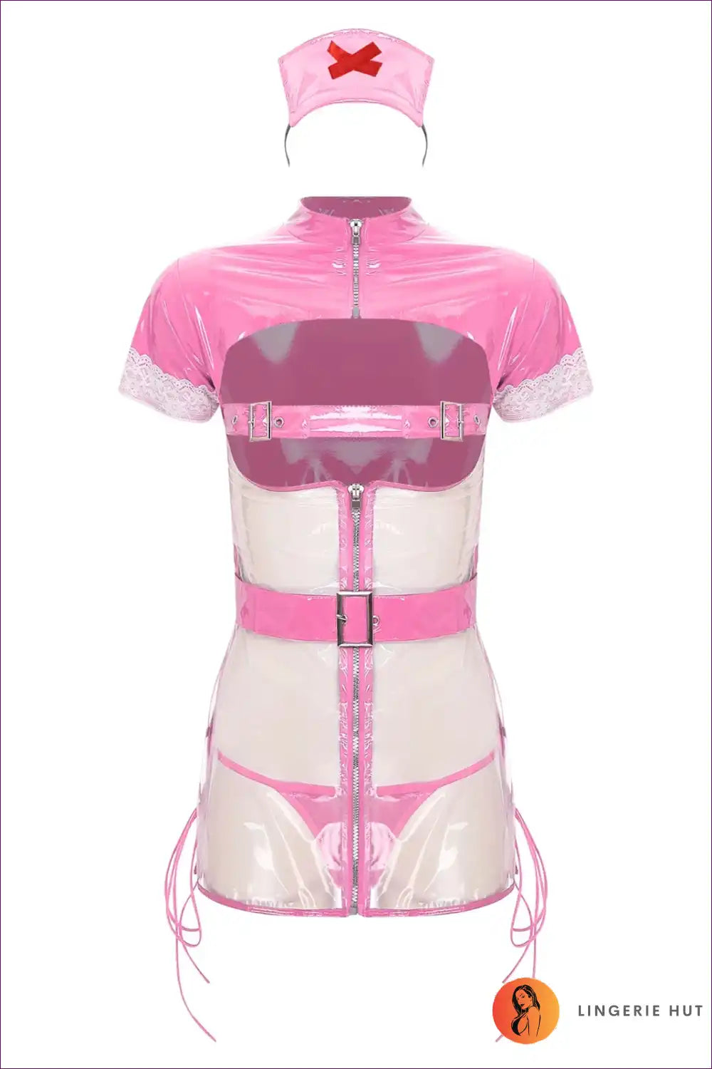Bold Pink PVC Nurse Costume – Edgy & Seductive