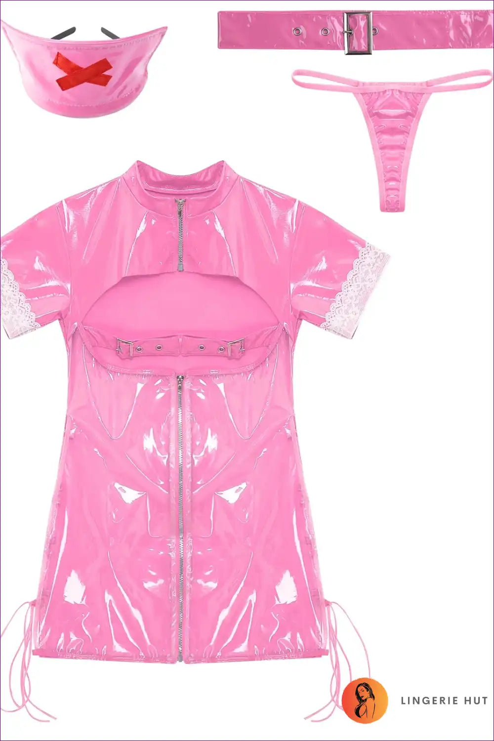 Bold Pink PVC Nurse Costume – Edgy & Seductive