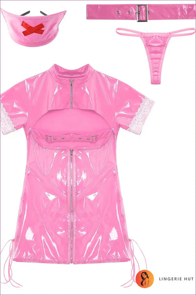 Bold Pink PVC Nurse Costume – Edgy & Seductive