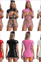 Bold Pink PVC Nurse Costume – Edgy & Seductive
