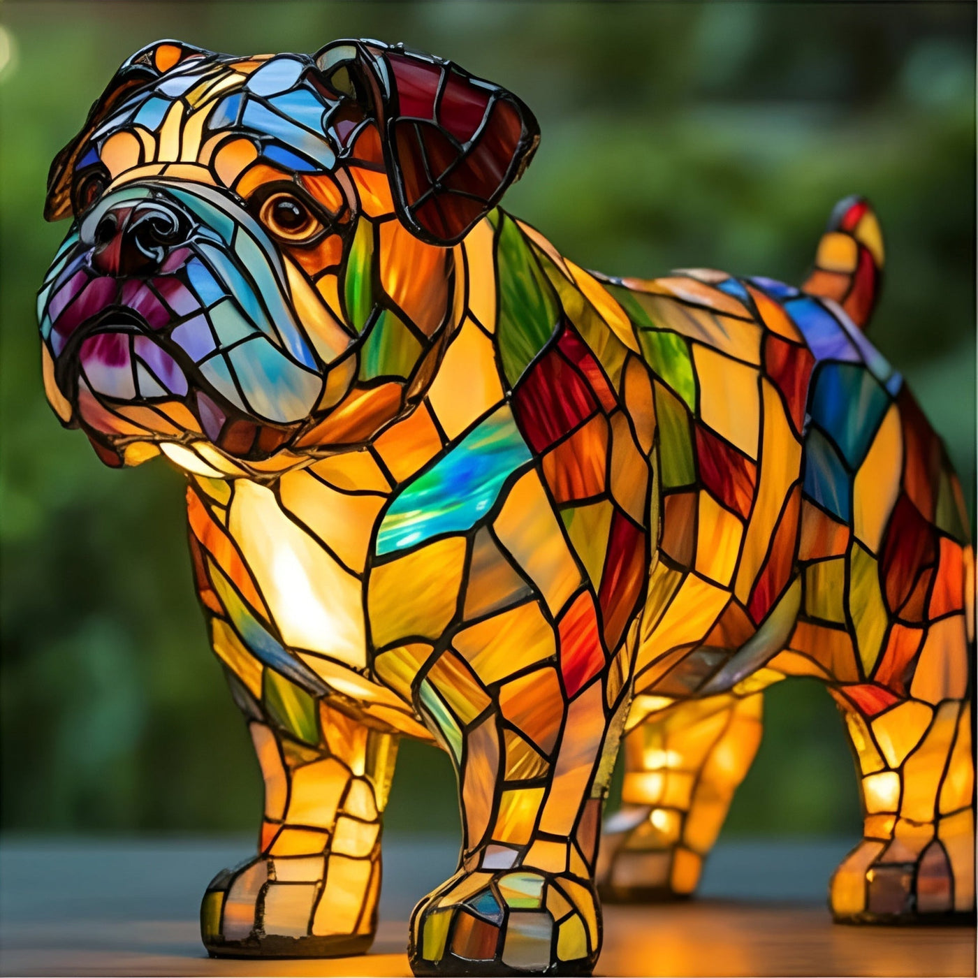 Ted – Magical Dog Lamp in Coloured Glass Bulldog