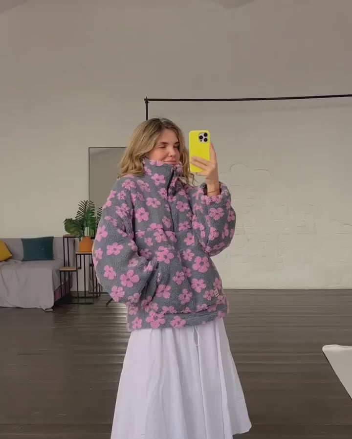 Aurora - Fleece Sweater With Floral Design