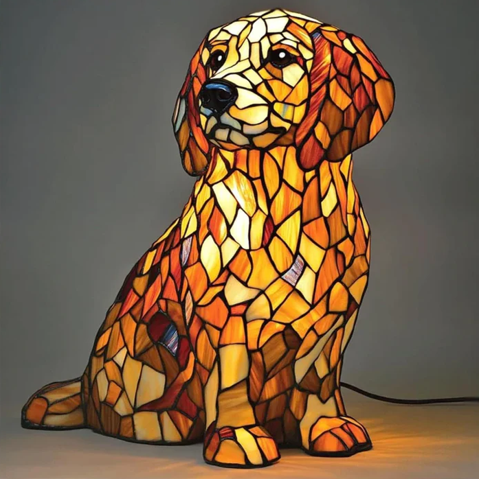 Riley – Magical Coloured Glass Dog LampGolden Retriever